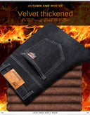Winter Men Black Blue Straight Stretch Denim Pants Sale