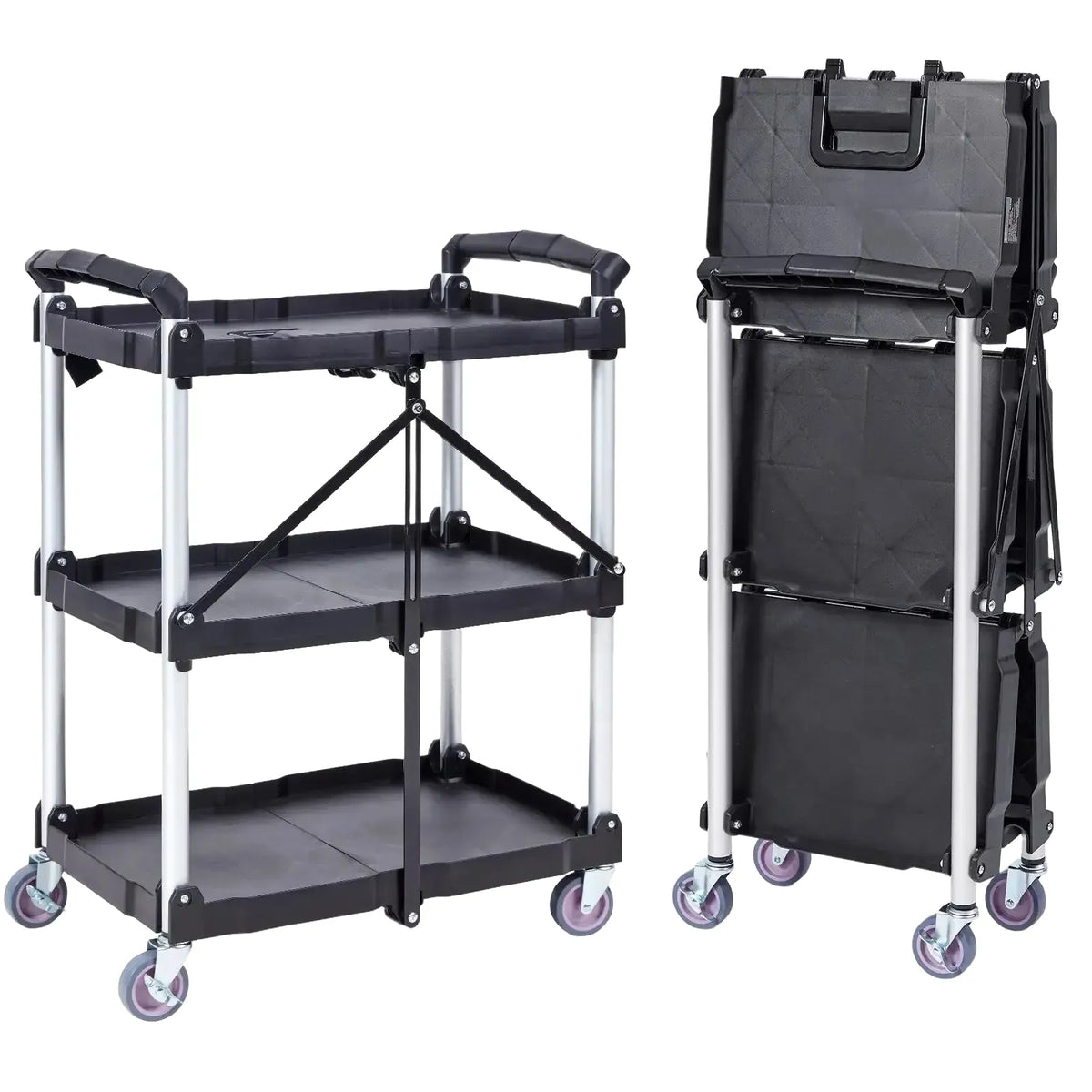 Tier Folding Rolling Utility Cart — product image 1