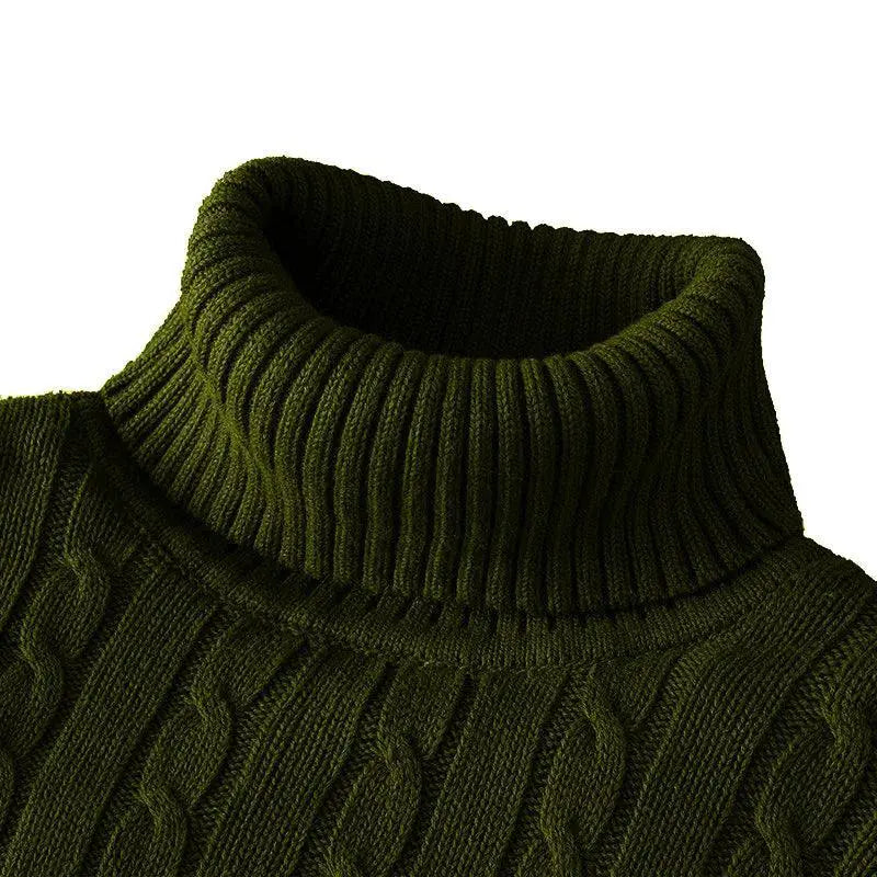 Warm Wool Turtleneck Sweater for Men — Beige