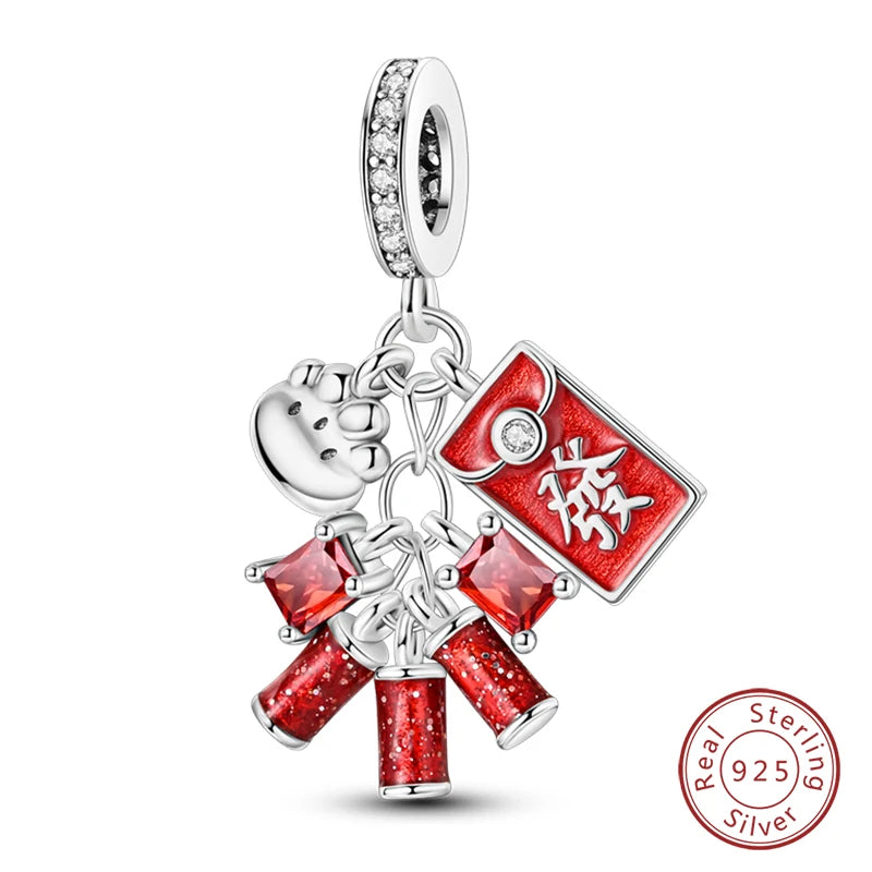 Red Series Charm Beads Sterling