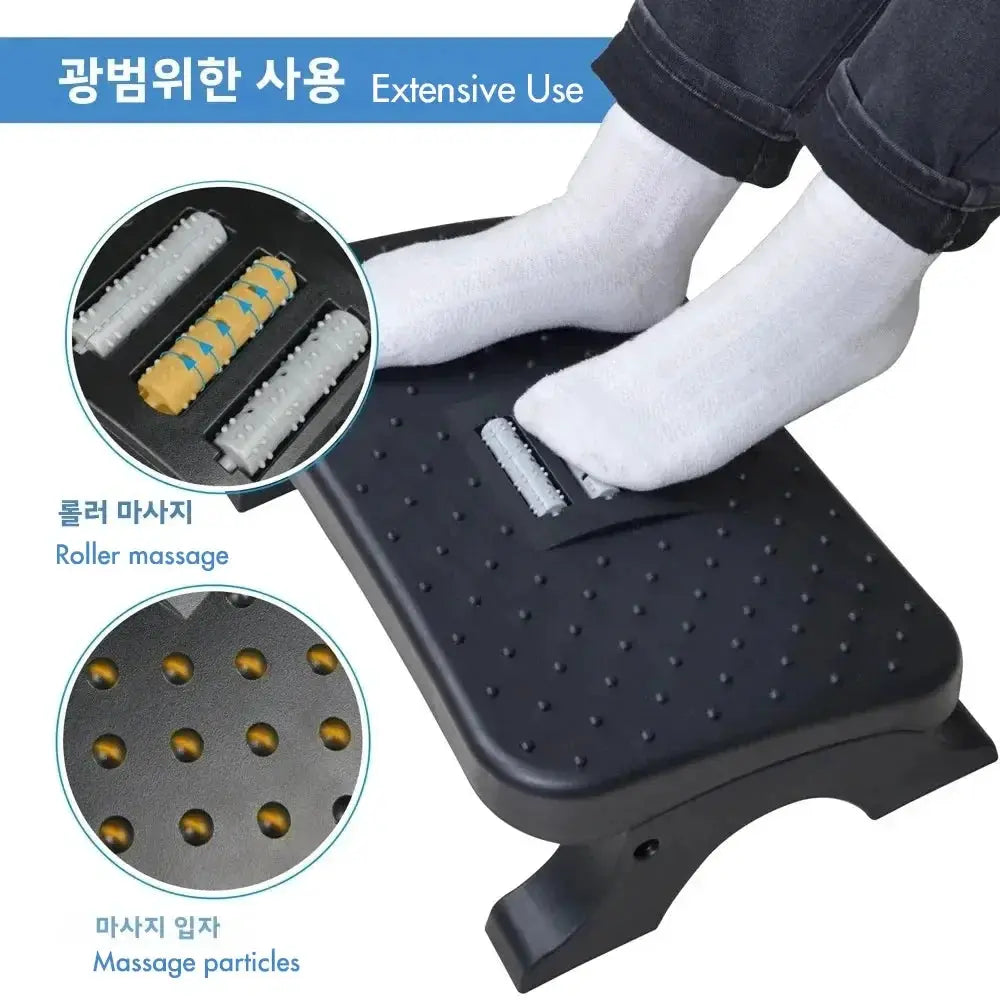 Ergonomic Under Desk Footrest With Massage Rollers Leg Rest - OurLum.com