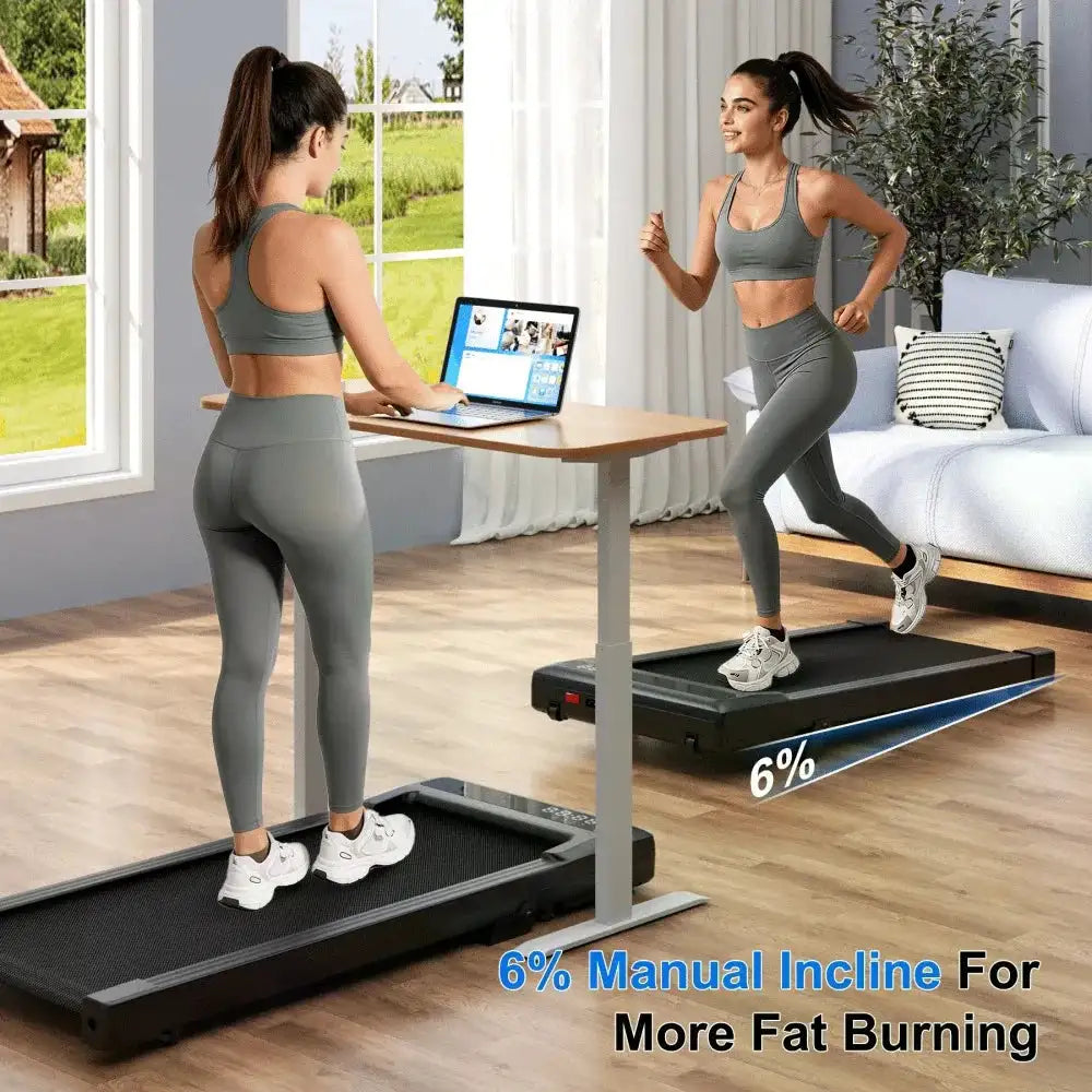 Foldable 6% Slope Under Desk Treadmills 2.5 HP Quiet Walking Pad Portable Remote Control LED Display 300LBS Exercise Walkingpad