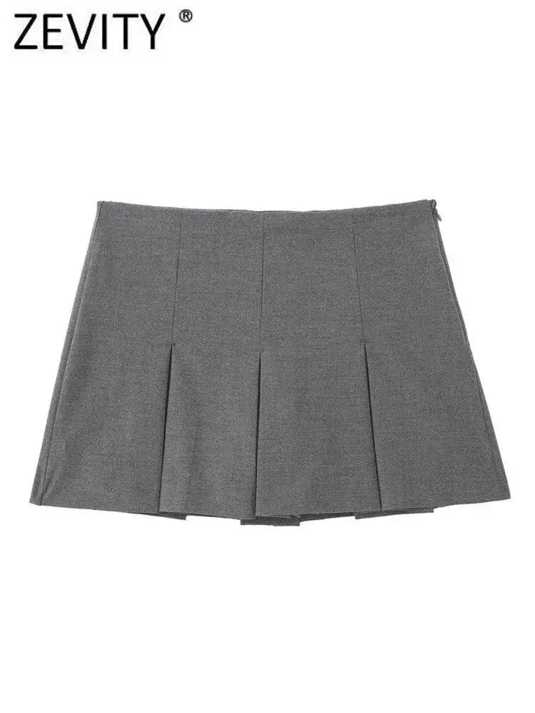 Zevity High Waist Pleated Culottes Shorts Chic Summer Style