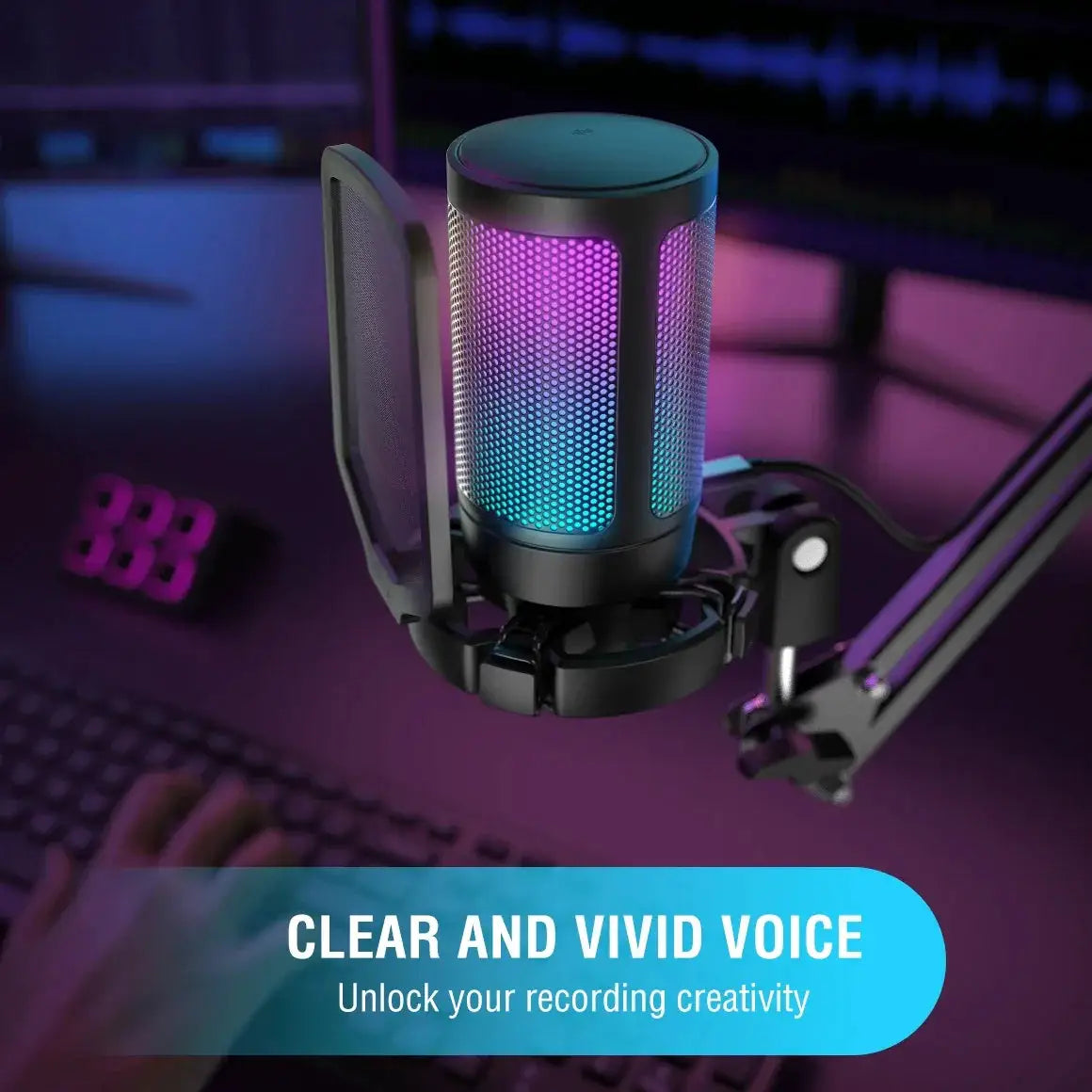 A6V USB Gaming Microphone With Pop Filter And Shock Mount