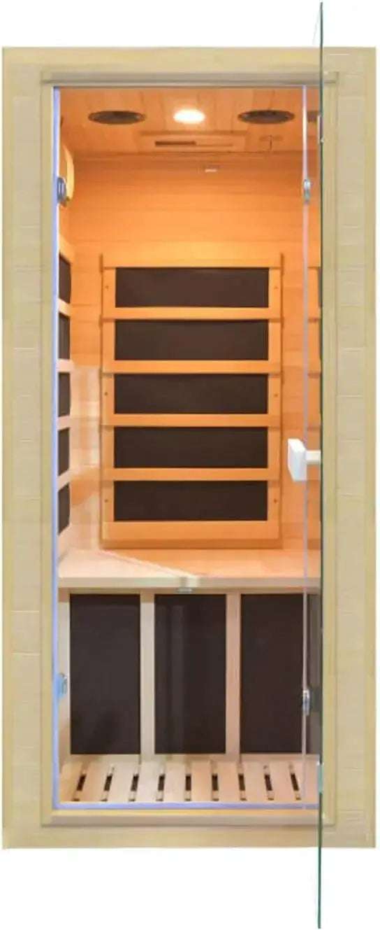 Indoor Mini Sauna 1200W Compact Hemlock Wood 5 Panels