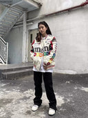 Vintage Letter Heavy Industry Loose Embroidered Uniform