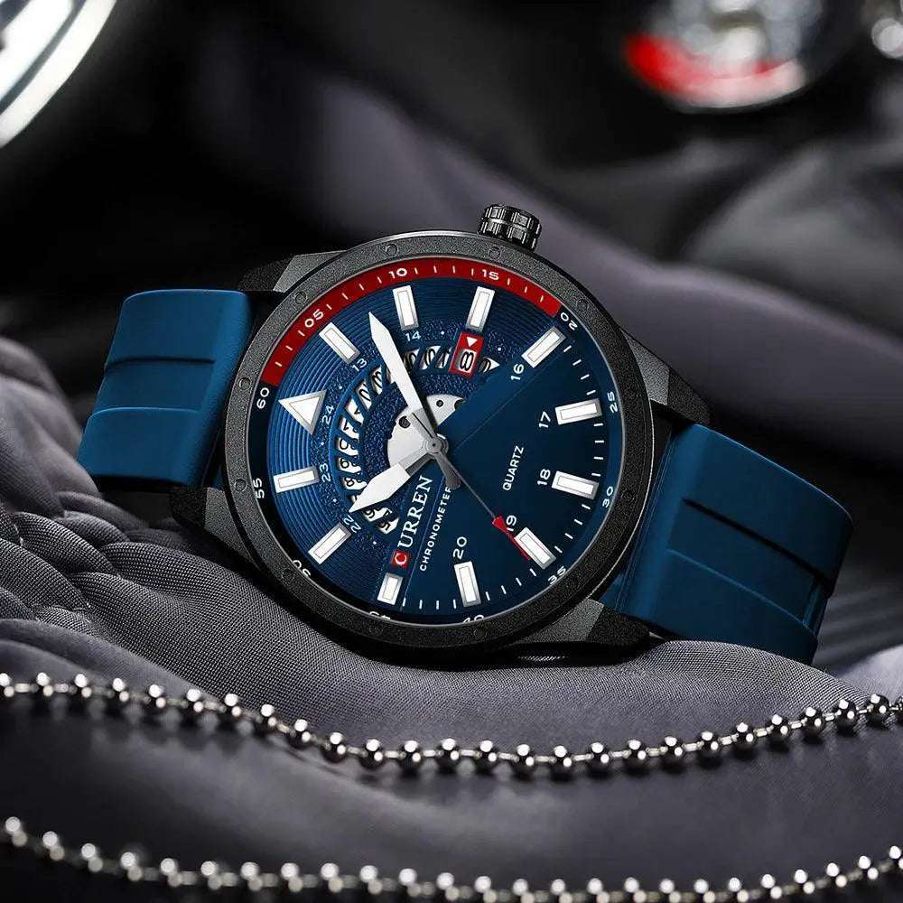 Curren Mens Luxury Silicone Band Fashion Wristwatch