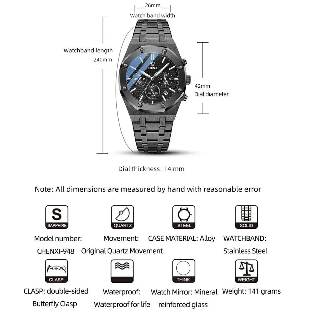 Chenxi Men's Quartz Watch Elegant Timepiece for Men Style