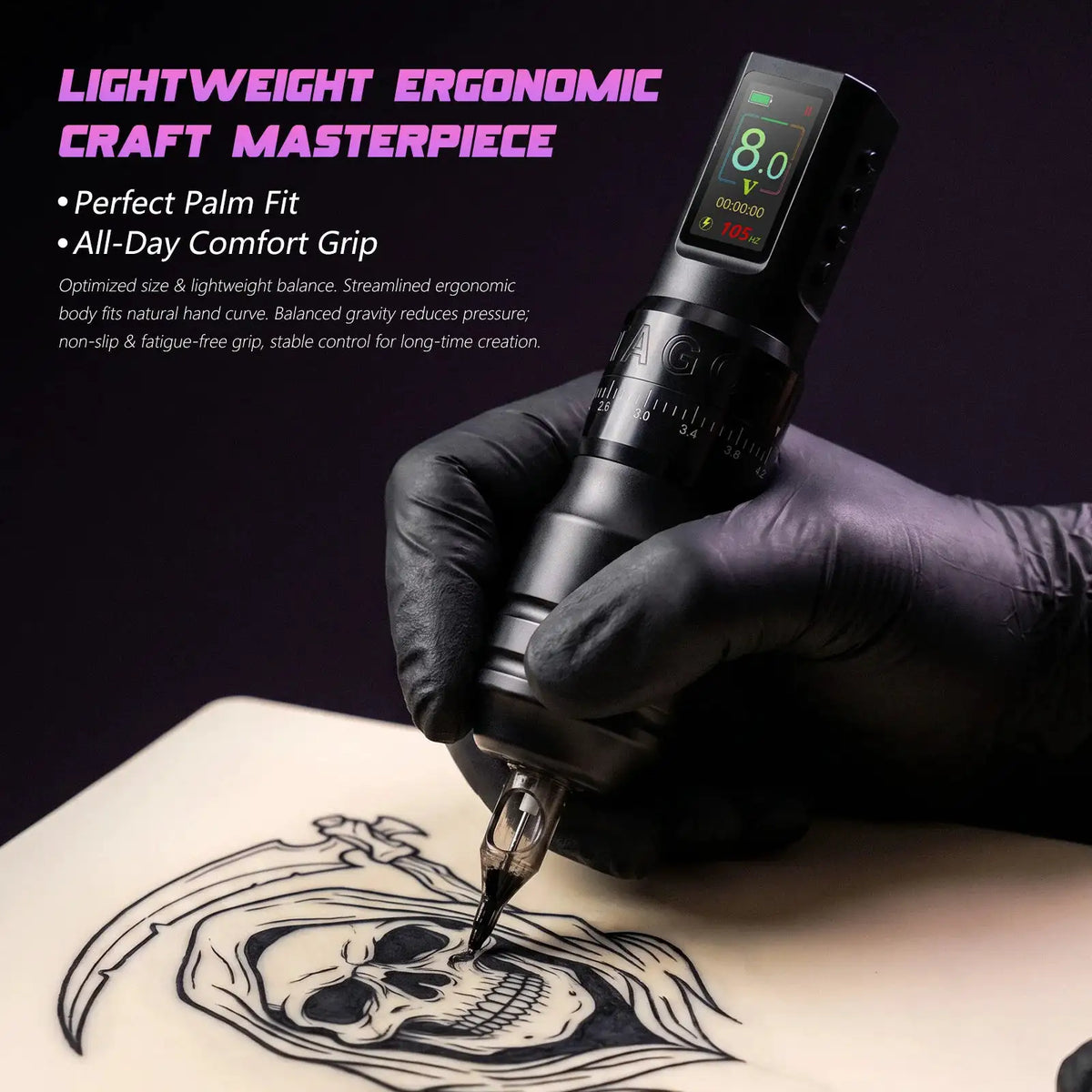XNET ZP Rotary Tattoo Machine Wireless Tattoo Pen Adjustable Stroke 2.0-4.2mm Aluminum Body 1600mAh Battery For Tattoo Art