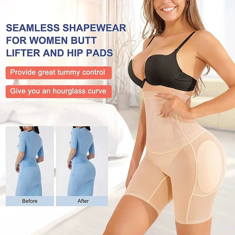 High Waist Padded Butt Lifter Shorts Tummy Control Shapewear