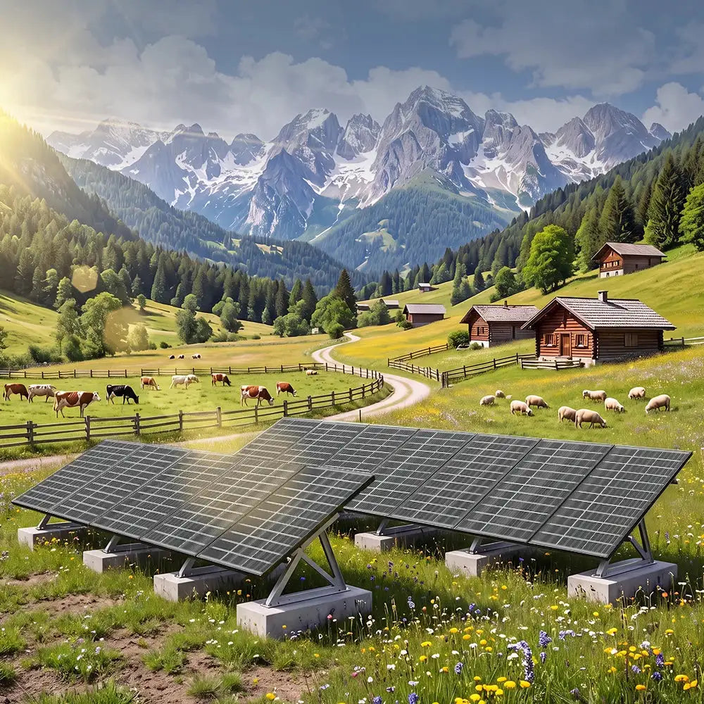 RVPOZWER Bifacial Solar Panel 16BB N-Type Mono Cells High-Efficiency PV Power for Home Rooftop Off-Grid Outdoor Camping Farm 200W/400W/800W