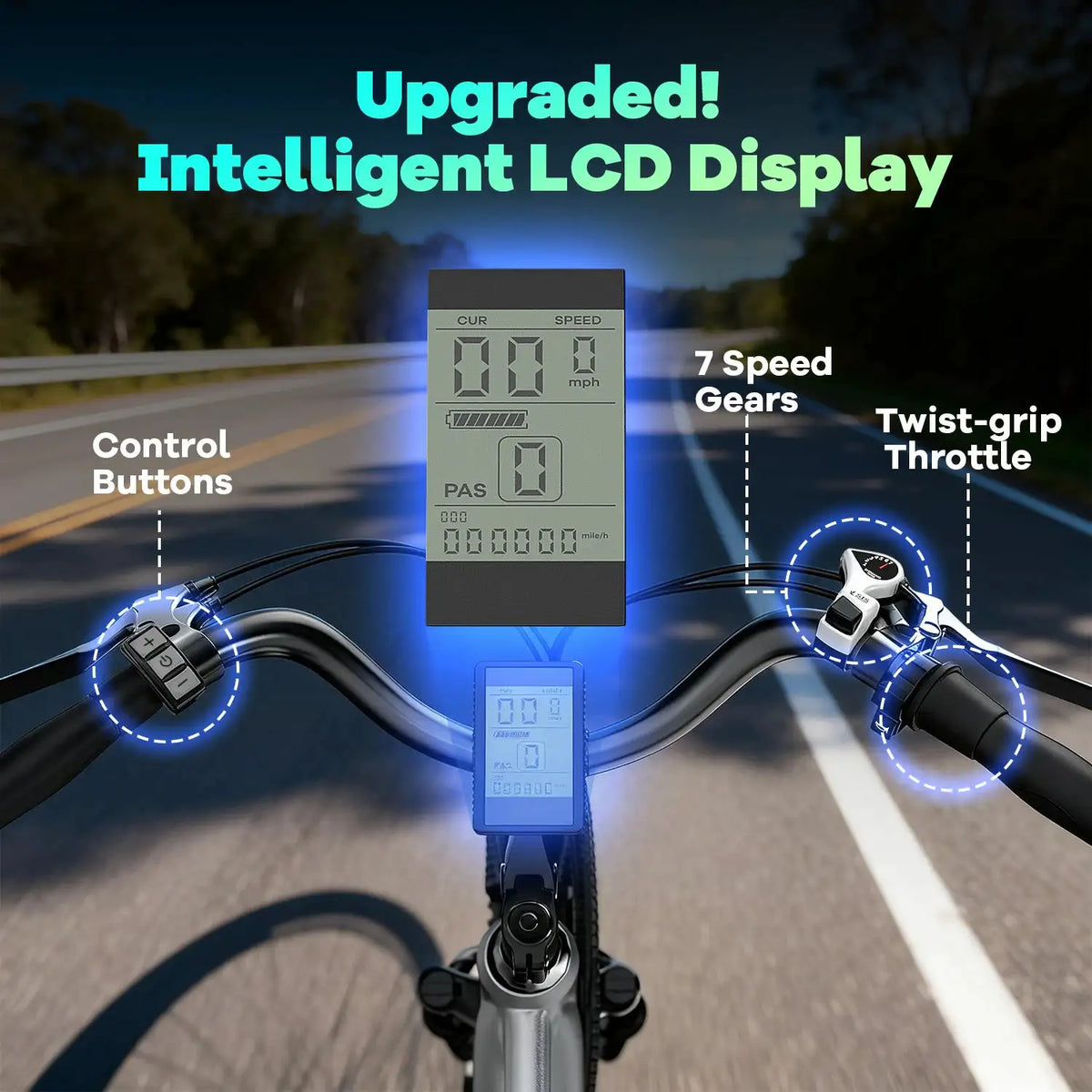 Cybervelo 26" Adult Electric Bicycle 1000W Peak Motor 48V Waterproof Battery 7-Speed Shift for Commute Beach Snow Women's And Men's EK3