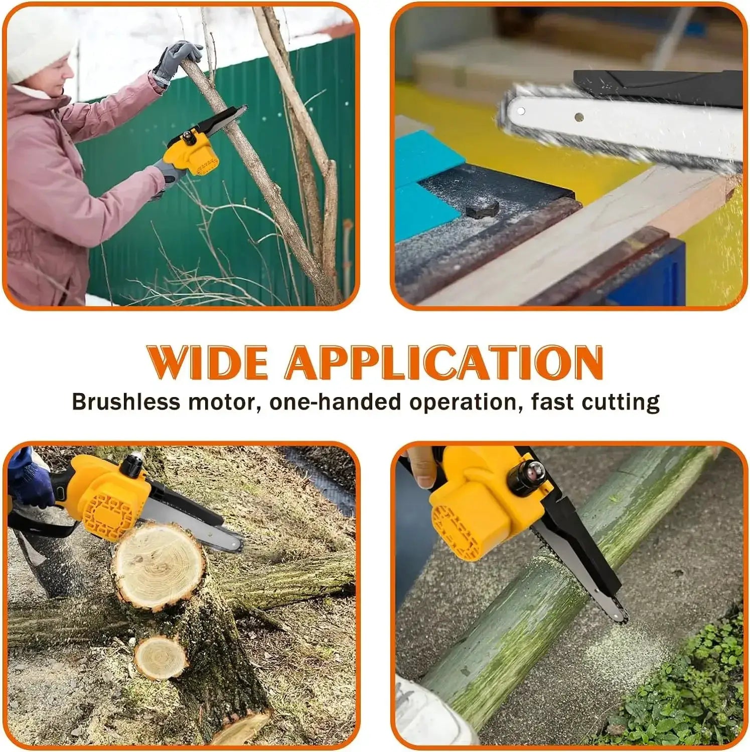 6 Inch 550W Brushless Cordless Chainsaw for Garden Tool