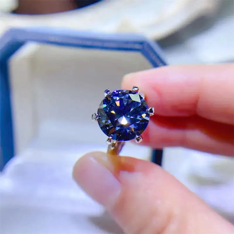 Gold Plated Blue Moissanite Ring — product image 3