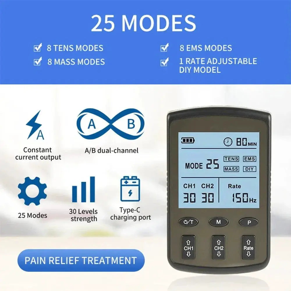 25 Mode Tens EMS Acupuncture Massager For Pain Relief