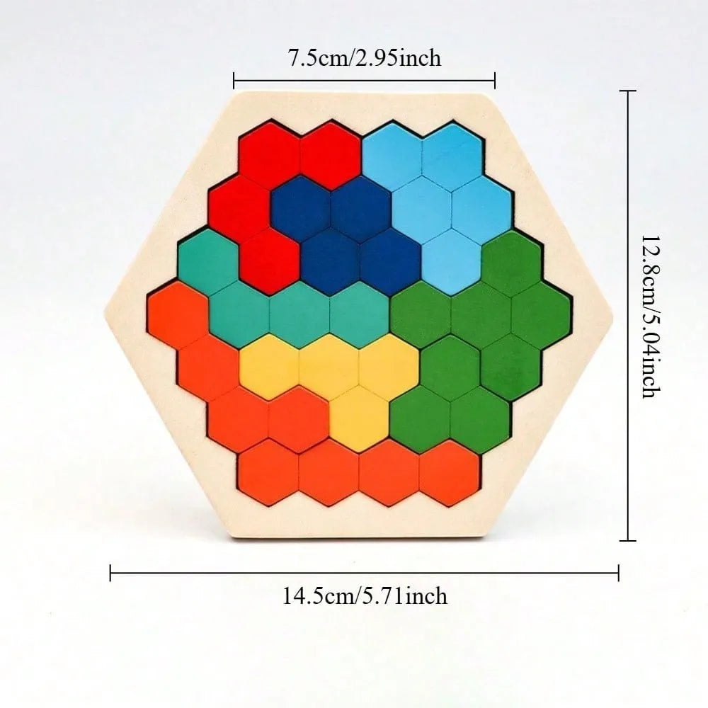 Wooden Hexagon Puzzle Toy Early