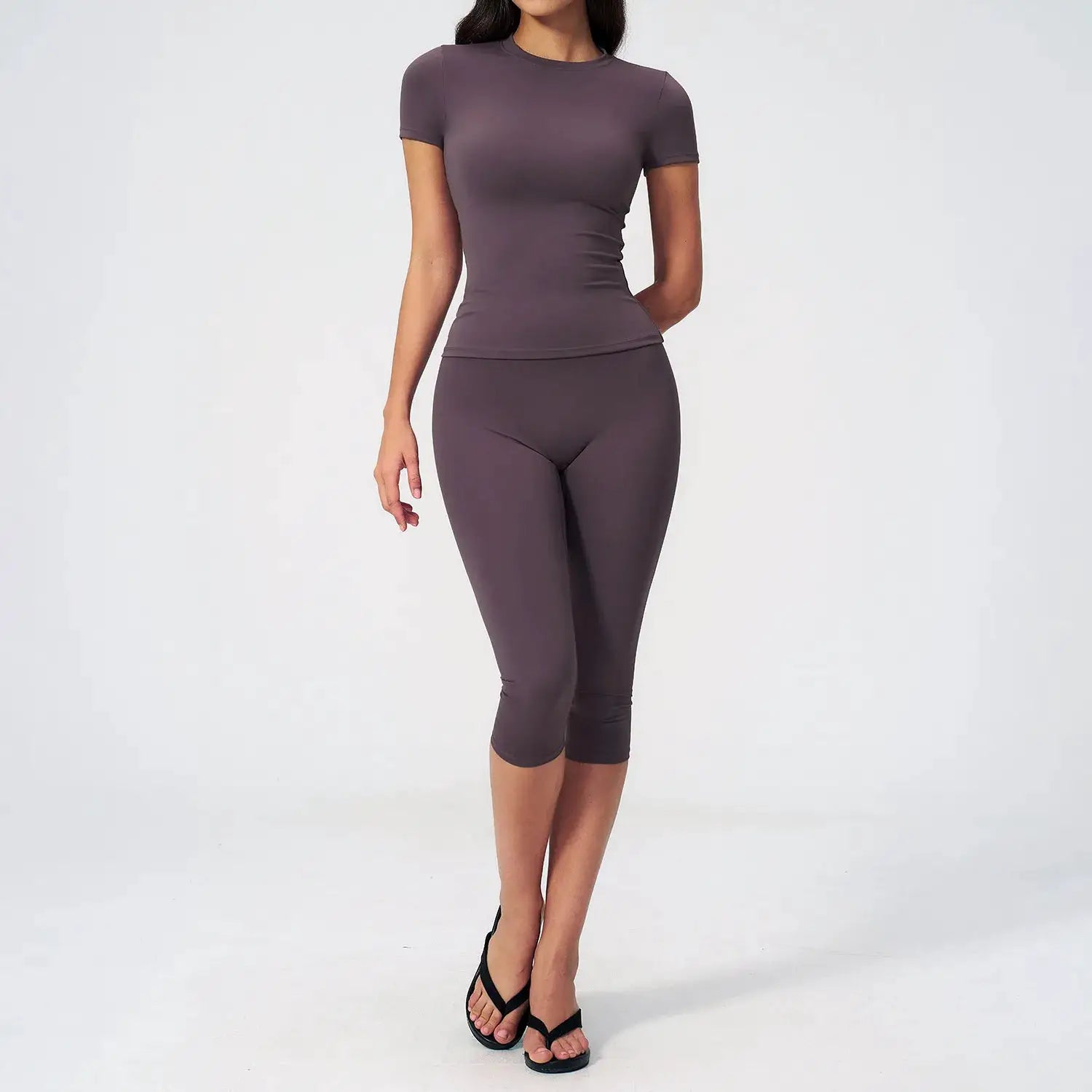 Women 2 Piece Yoga Set High Waist Capri Leggings Sports Bra Crop Top Workout Gym Athletic Outfits Female Fitness Activewear Suit
