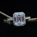 Moissanite Ring in Sterling Silver Rectangle