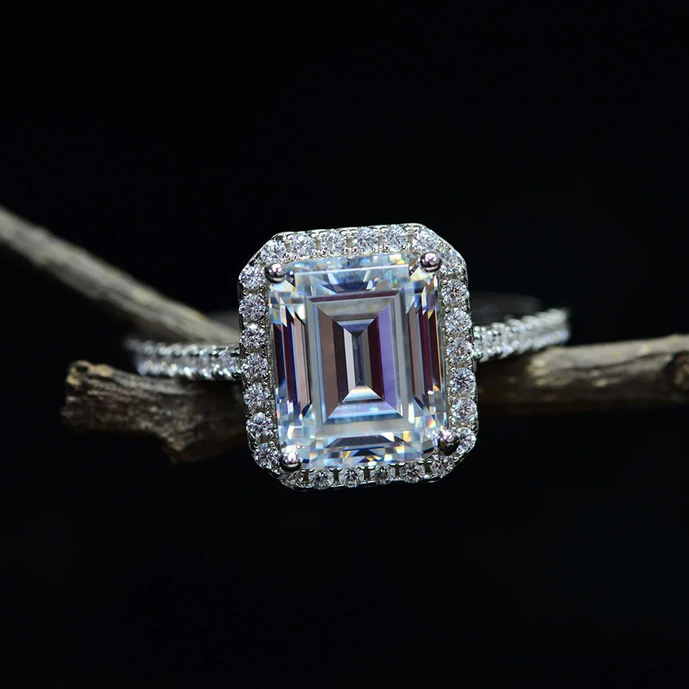 Moissanite Ring in Sterling Silver Rectangle — product view 2