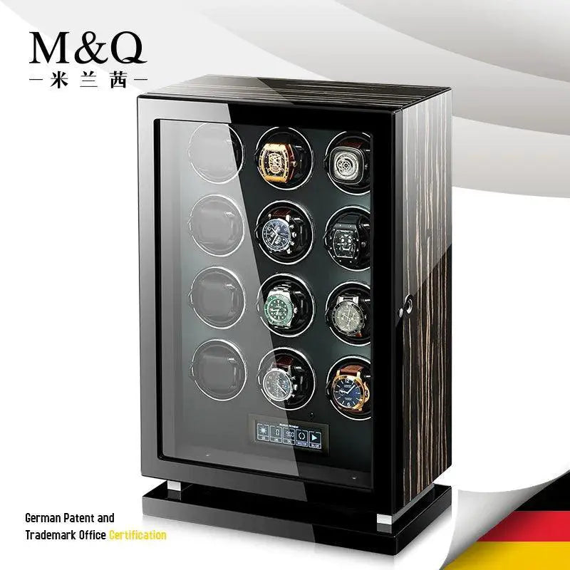 Luxury Biometric Wood Watch Winder for Secure Storage