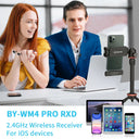 BOYA WM4 Pro Wireless Lavalier Microphone System 2.4GHz For iPhone Android Bundle