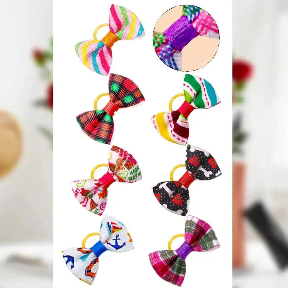 Festive Handmade Dog Bows For Christmas Pet Accessories