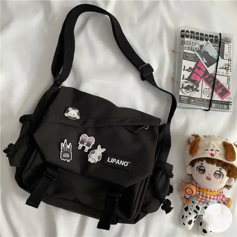 Stylish Nylon Messenger Bag for Teens and Students Carryall