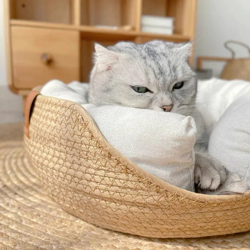 Hoopet Bamboo Weaving Pet Bed Kennel For Cat Dog Sofa