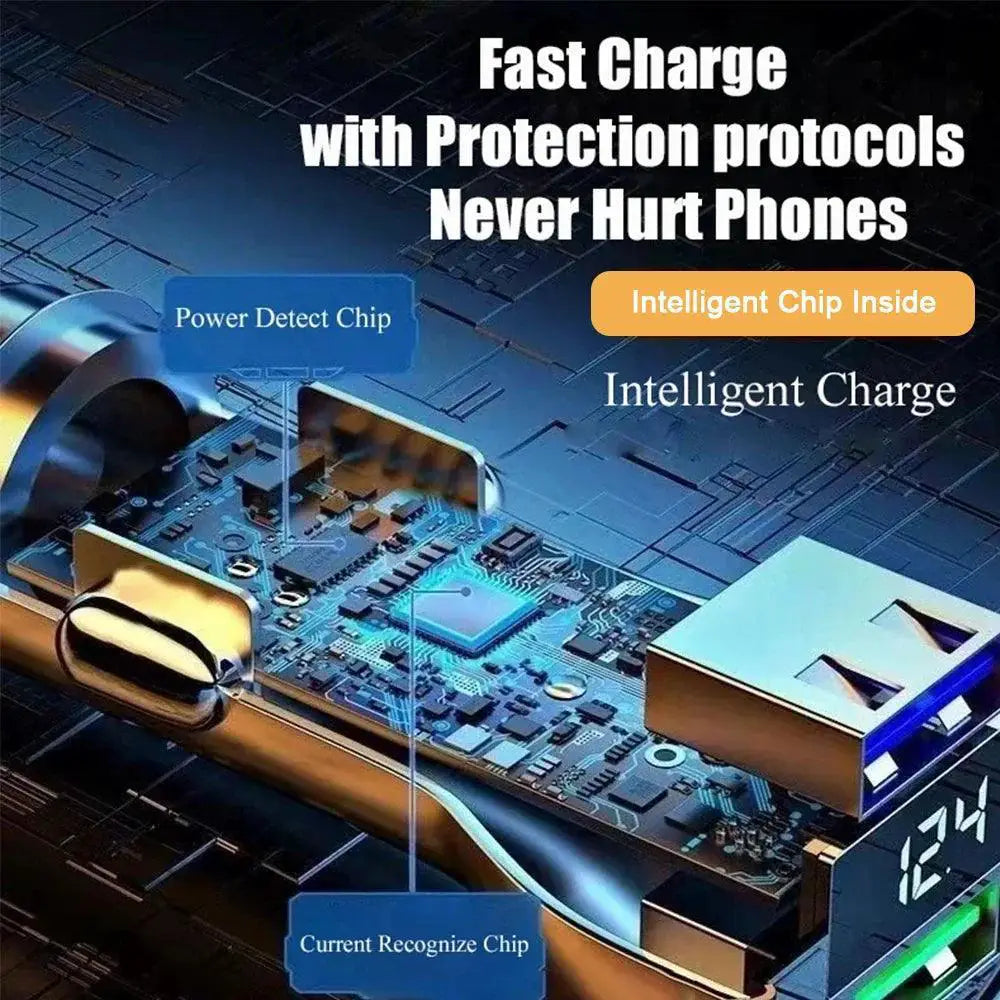 Car Charger Dual USB Ports Digital Display Fast Charge
