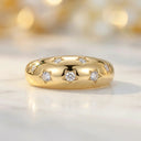 Moissanite Ring in Sterling Silver Wide Bezel Setting