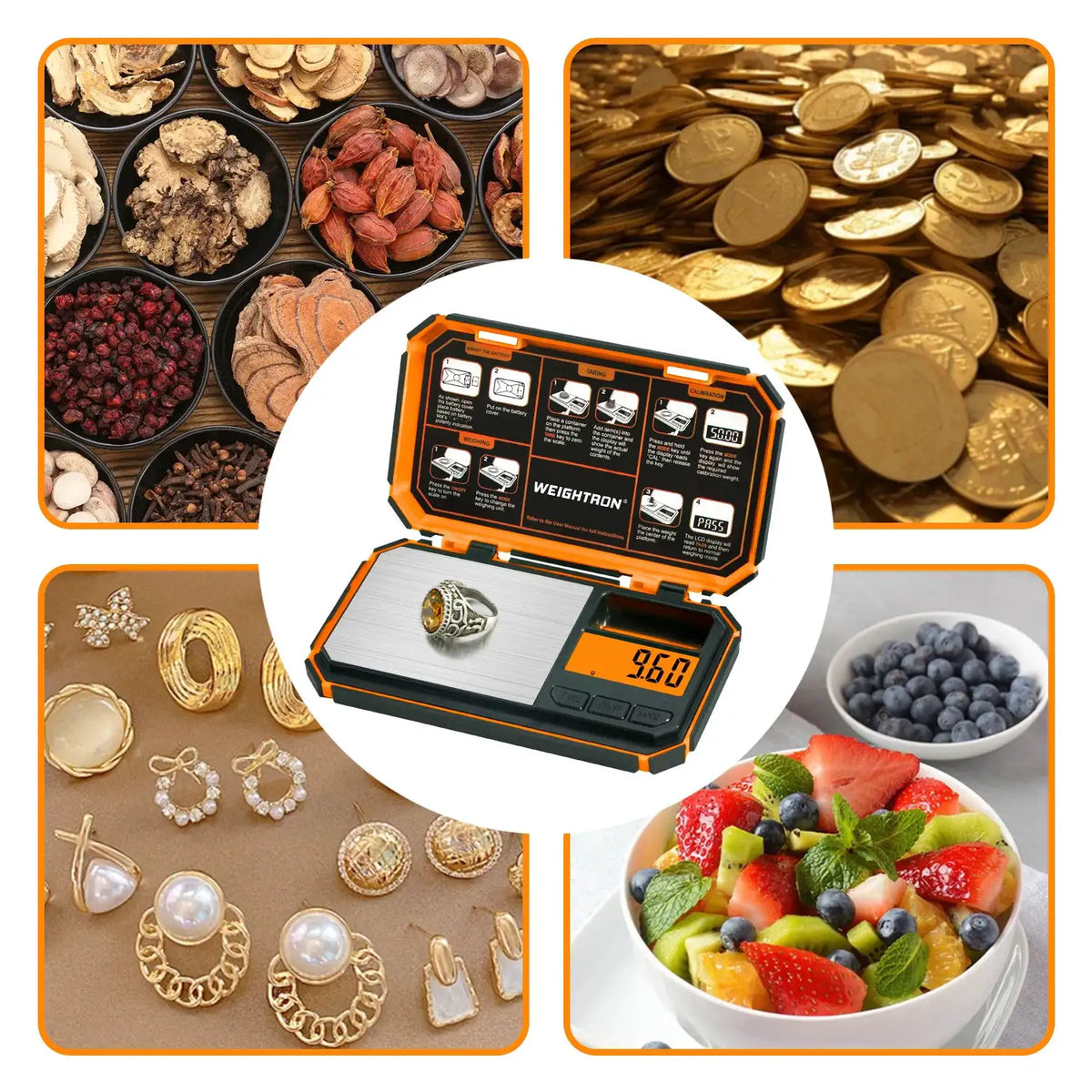 Digital Pocket Scale 200g/0.01g Accuracy，Small Jewellery Coin Powder Scale Digital Gram and Oz with 50g Cal Weights