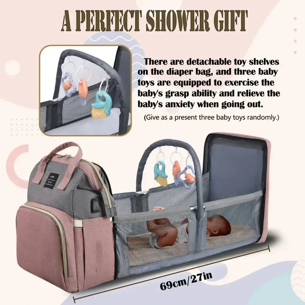 Mommy Bag Lightweight Portable Folding Crib Bed Backpack