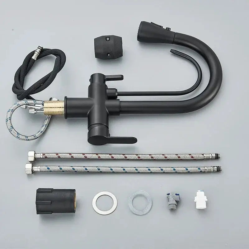 Quyanre Matte Black Filtered Crane Kitchen Faucet Series