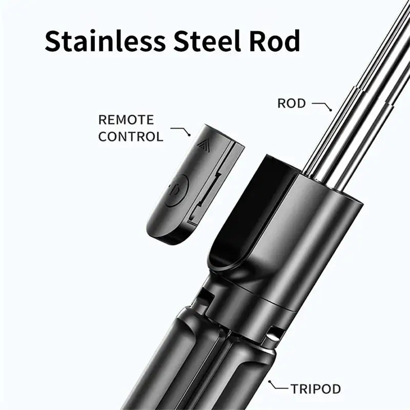 Selfie Stick Wireless Tripod Stand with Light Bluetooth Remote Extendable Tripod for iPhone Mobile Phone Live Streaming
