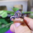 Unisex Two Color Flower Zircon Ring