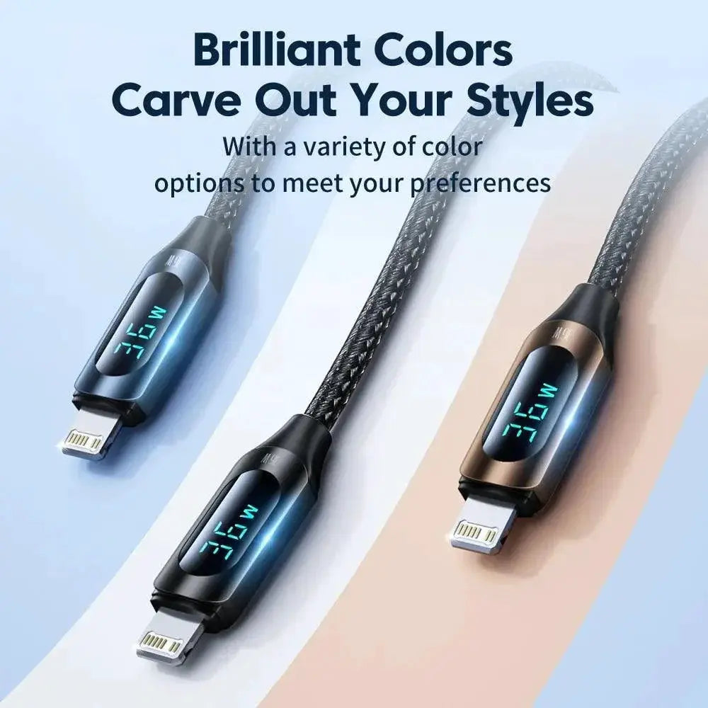 Toocki PD Fast Charging Cable For iPhone iPad LED Indicator