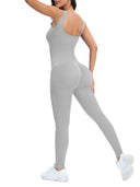 Shapewear Jumpsuits With Built In Bra Bodycon Ribbed Sleeveless Square Necklines