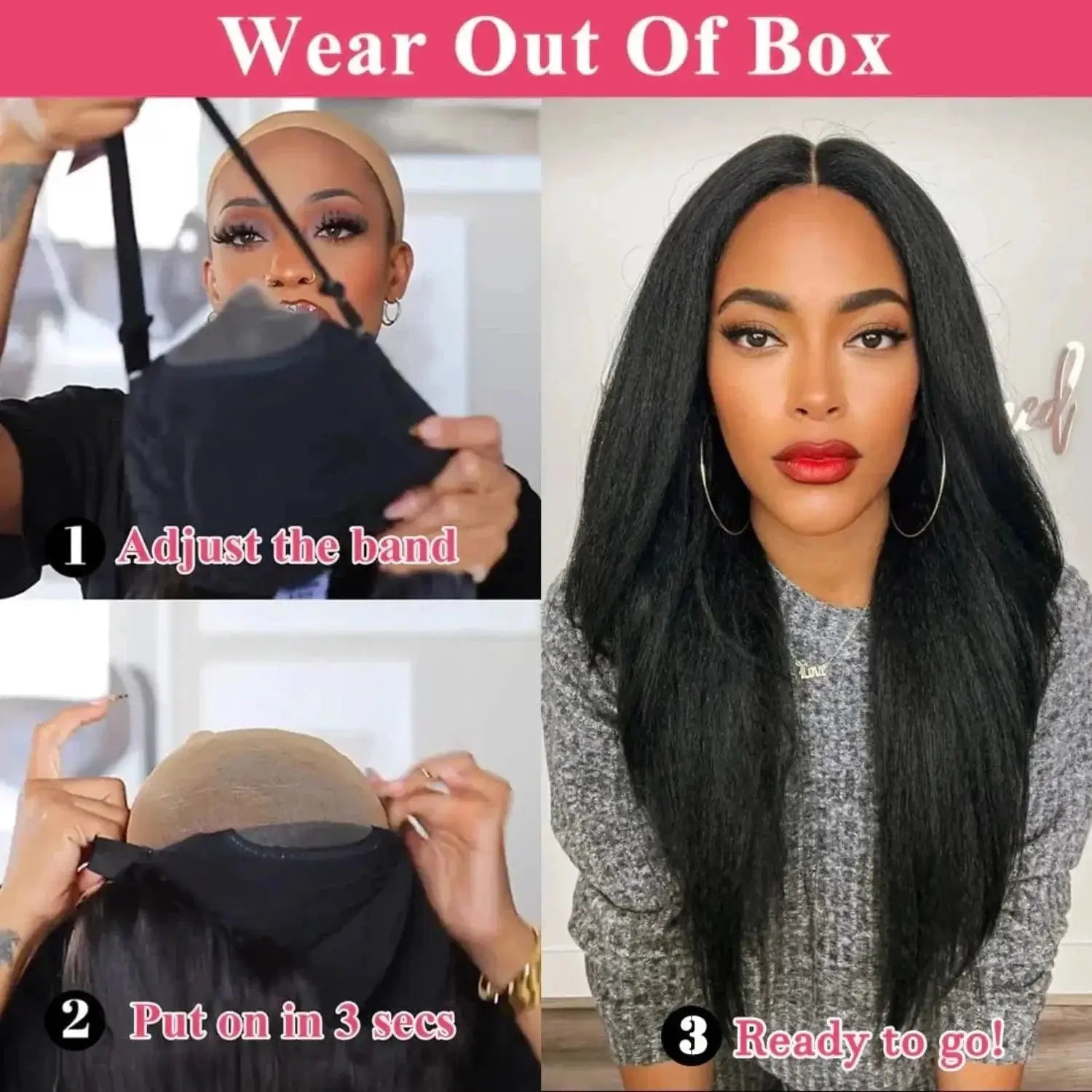 Pre Plucked Yaki Kinky Straight Lace Front Wig 200 Density