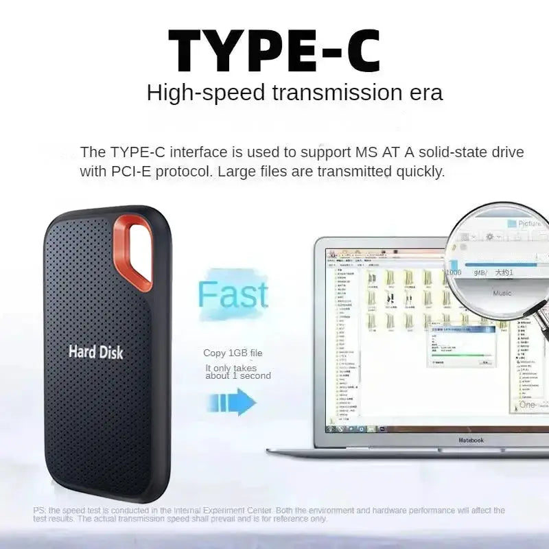 Mini External Hard Drive 2TB 4TB Large Capacity SSD 128TB Hard Drive USB 3.2 Plug and Play Solid State Drives For Laptop/MAC/PC