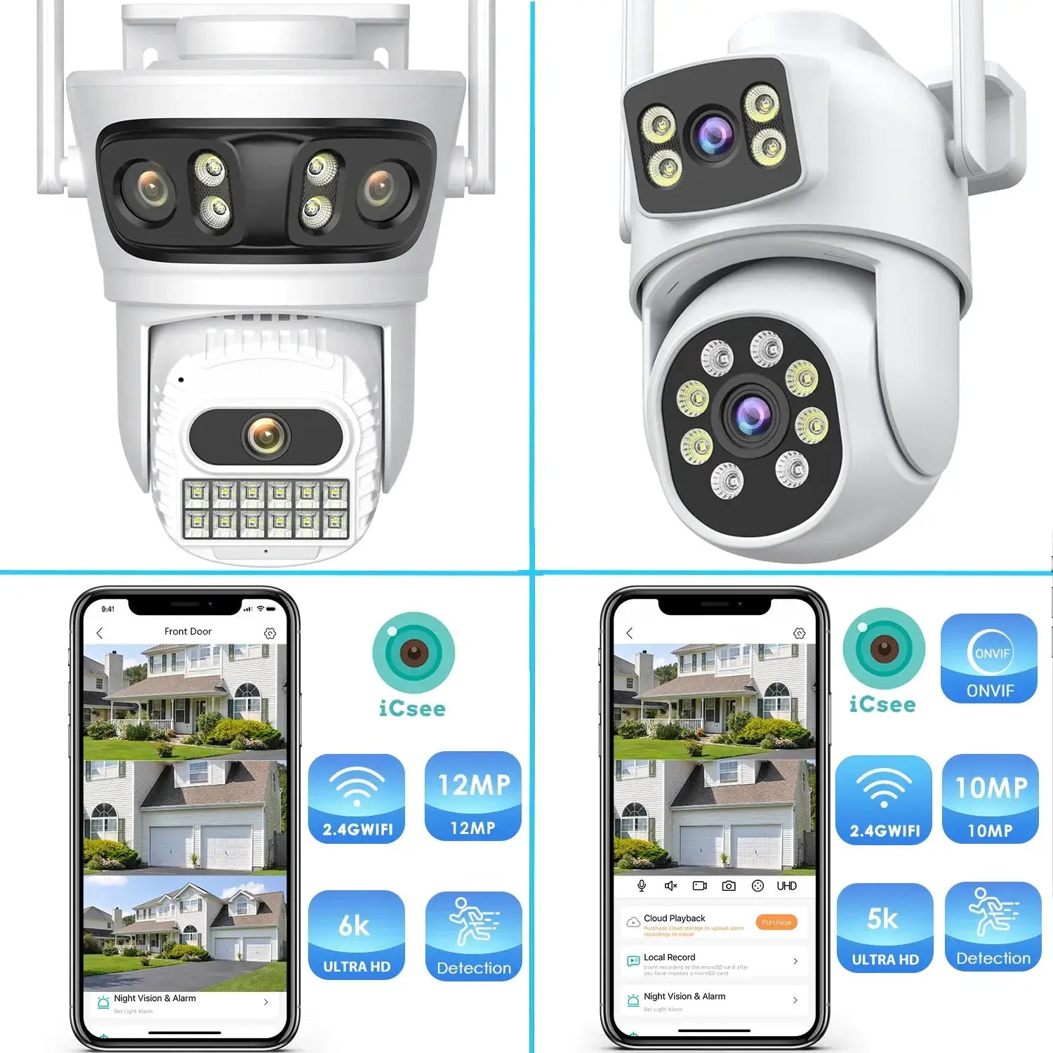 12MP Outdoor WiFi Camera - With 3 Lens PTZ AI Tracking For ICSEE App - stepyours.com