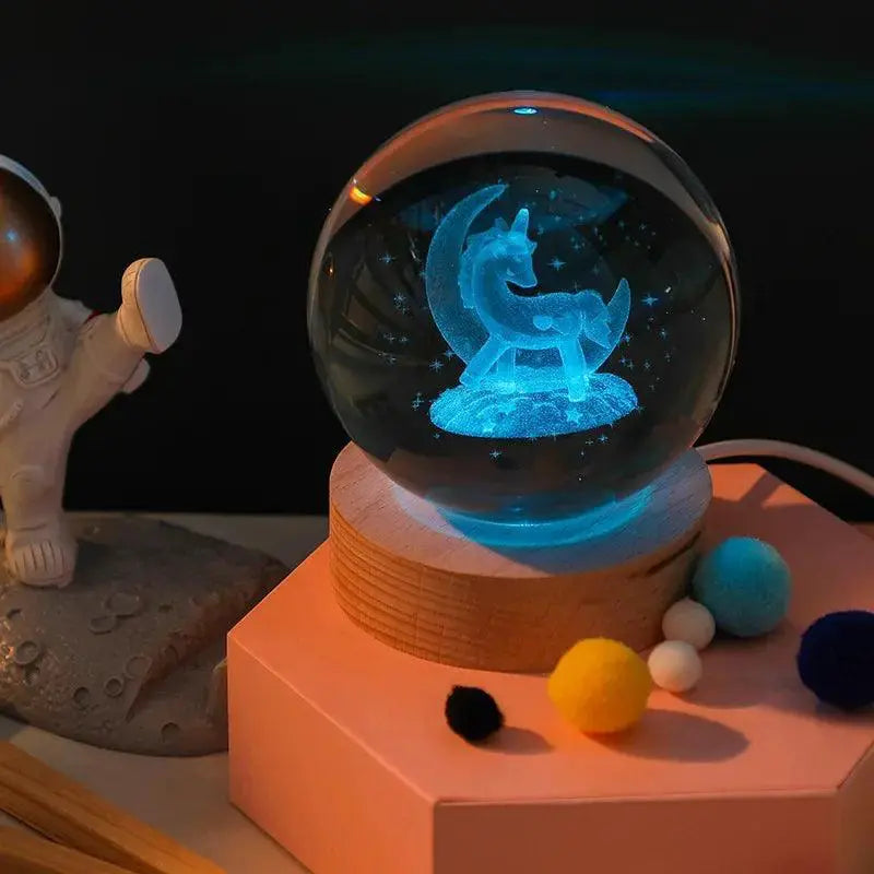 Colorful Crystal Ball Night Light USB Galaxy Lamp Decor