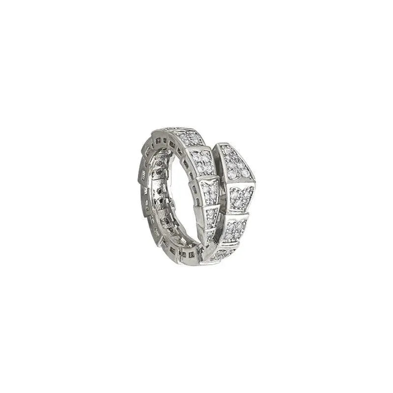 Luxury Crystal Snake Ring Exquisite Zircon Jewelry