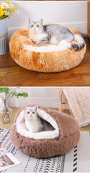 Winter Dog Plush Round Bed Mattress for Small Medium Pets