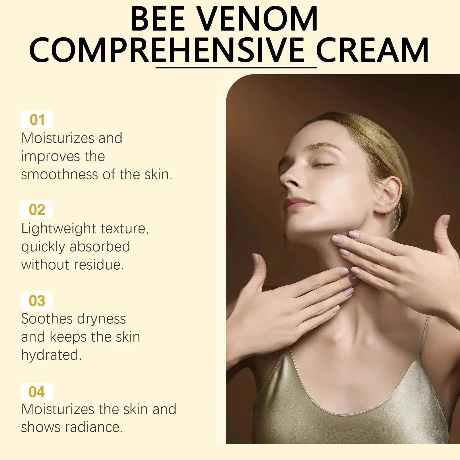 Bee Venom Skin Moisturizer Nourish Dryness Skin Anti Cellulite Firming Brightening Smoothing Body & Face Care Creams Non-Greasy