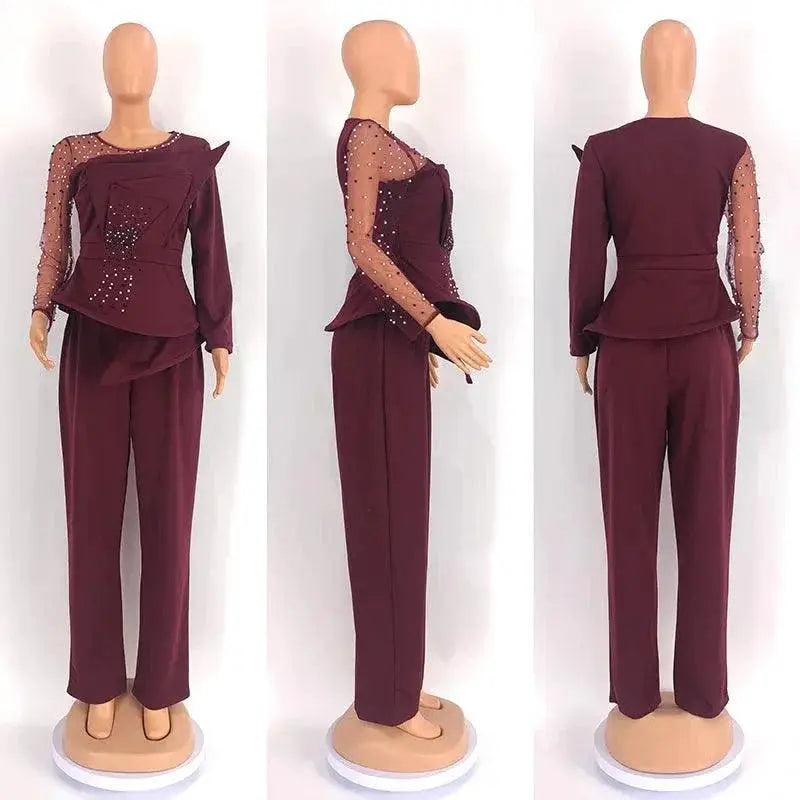 Shimmer Beaded Two Piece Set For Vintage Chic Style