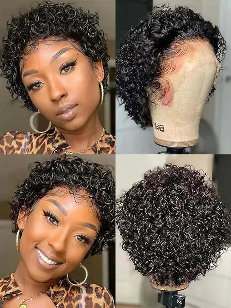 Short Bob Pixie Cut 100 Percent Virgin Human Hair Lace Front Wig
