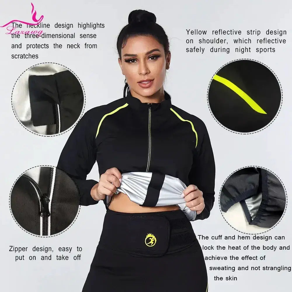 Lazawg Womens Sauna Jacket For Weight Loss Sweat Gear
