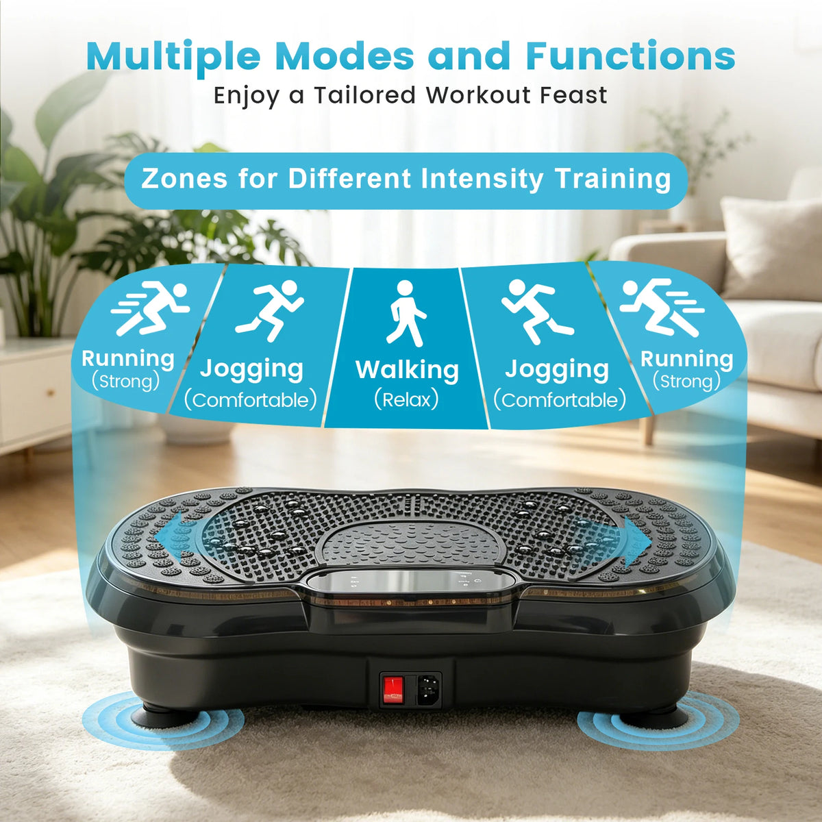 Smart Vibration Plate Exercise Machine With LED Light Strip Deep — product view 3