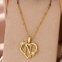 Golden Floral Heart Choker Necklace - Alphabet Jewelry