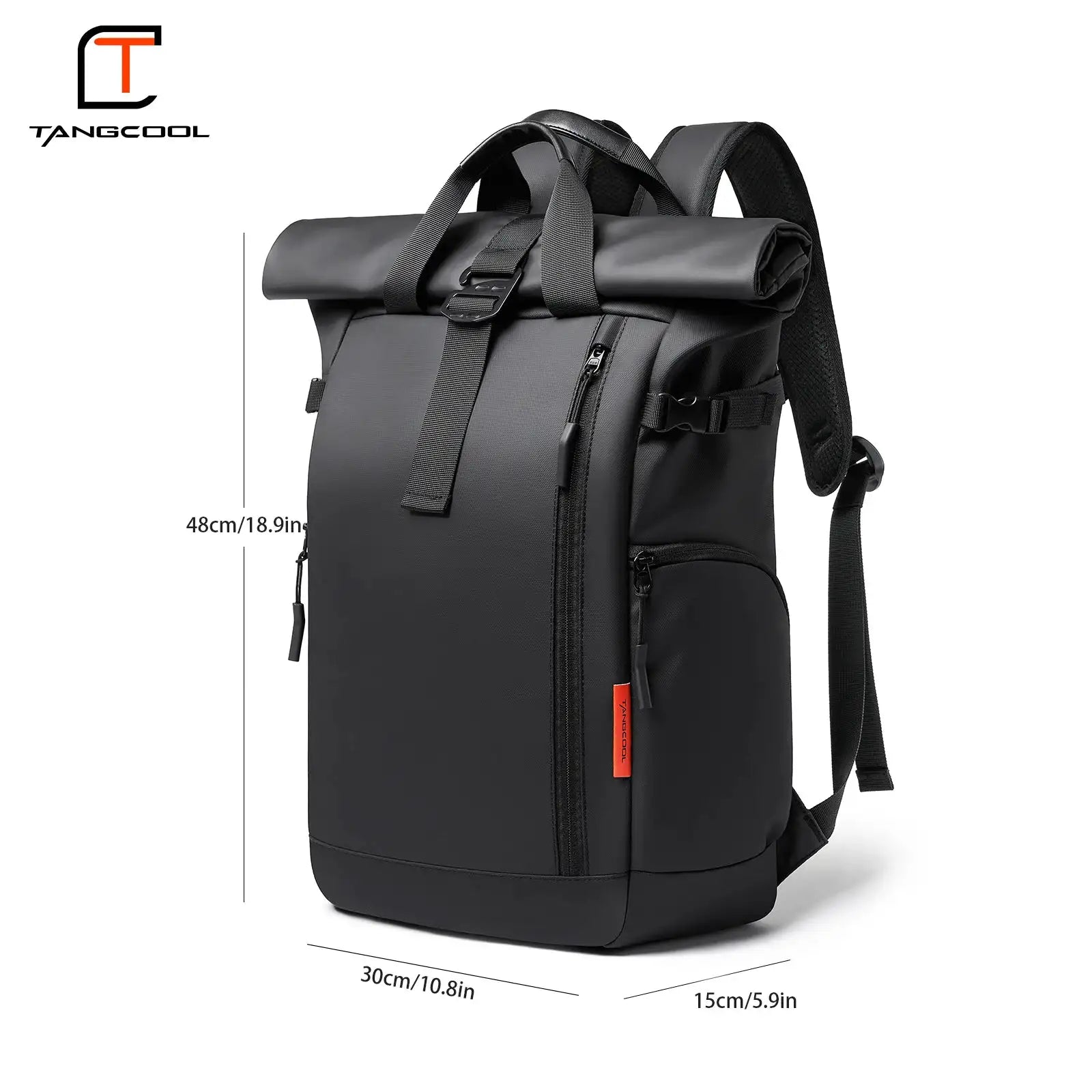TANGCOOL New Roll Top Waterproof Laptop Backpack Expandable Large Capacity Travel Backpack Casual Business Commute Shoulder Bag